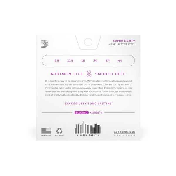 D'Addario XSE09544 Nickel Wound Electric Guitar Strings Super Light Plus (9.5-44)