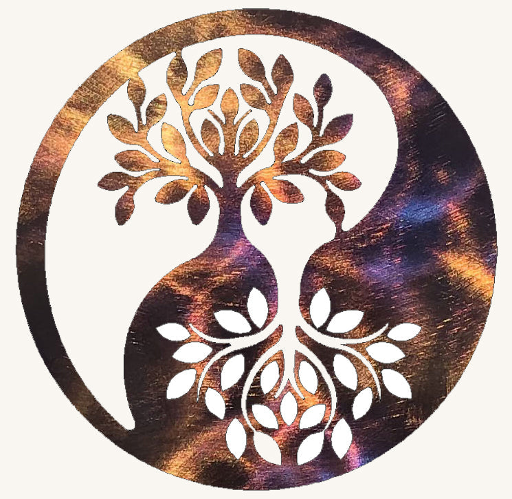 Tree of LIfe / Family Tree with Yin Yang Metal Art Sculpture