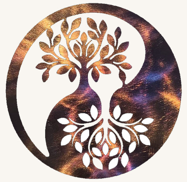 Tree of LIfe / Family Tree with Yin Yang Metal Art Sculpture