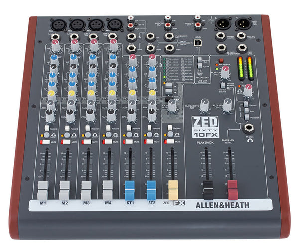 Allen & Heath ZED60-10FX mixer top view