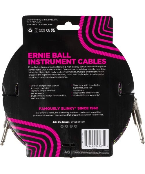 Braided Instrument Cable Straight 18ft Purple Python P06431 - El Cajon Guitars and Music