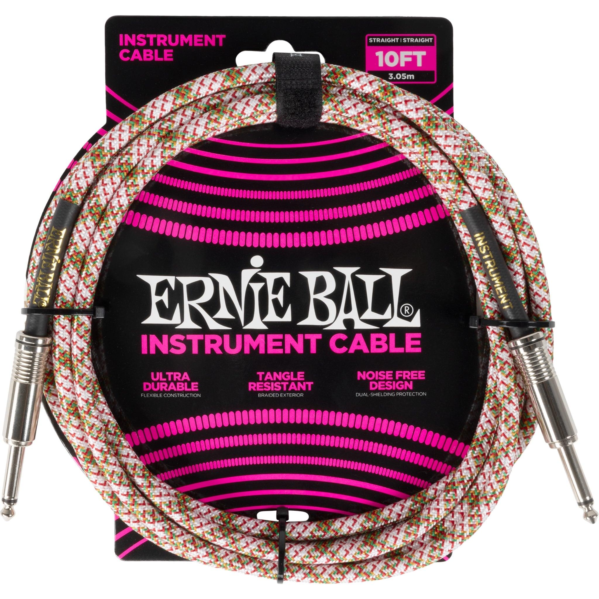 BRAIDED INSTRUMENT CABLE STRAIGHT/STRAIGHT 10FT - EMERALD ARGYLE P06426 - El Cajon Guitars and Music