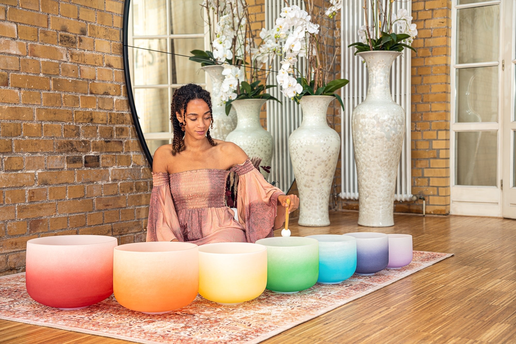 7 Chakra Color Quartz Crystal Singing Bowls Set (8