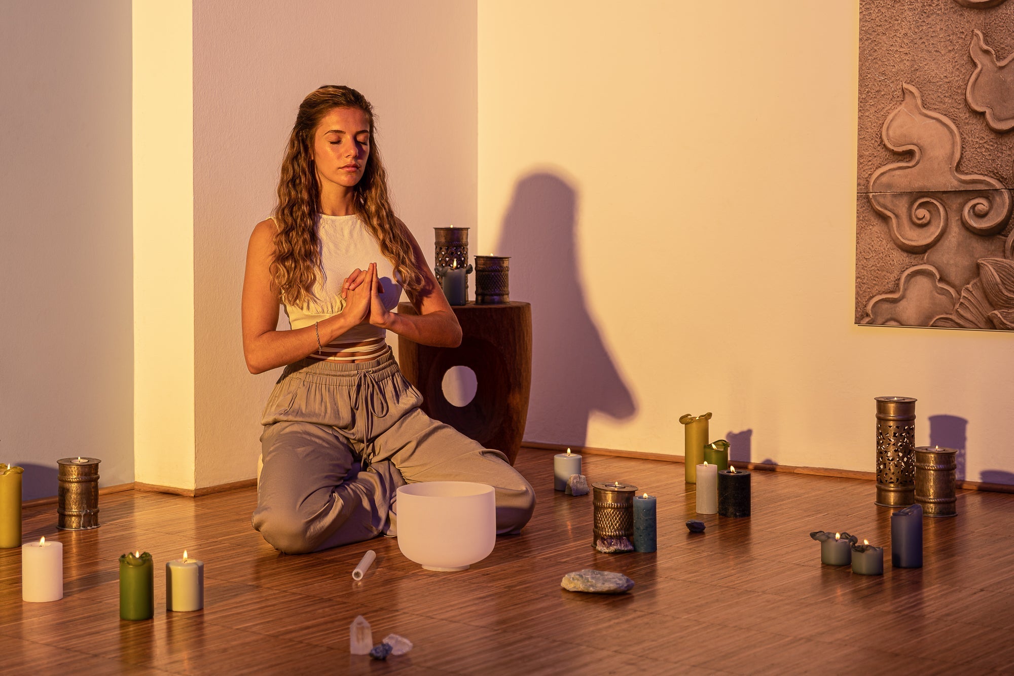 432 Hz Crystal Singing Bowl Chakra Set - 7 Pure White Quartz Bowls (8