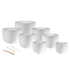 432 Hz Crystal Singing Bowl Chakra Set - 7 Pure White Quartz Bowls (8"–14")