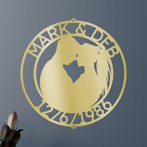 Couple Silhouette Personalized Gifts - Custom Metal Sign, Anniversary/Wedding Gift