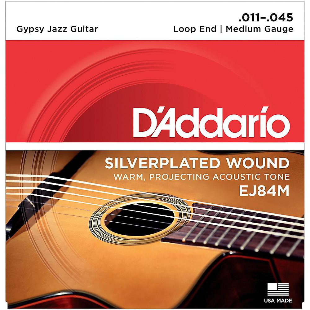 D Addario EJ84M Gypsy Jazz Silver Wound Loop End Medium Guitar Strings - El Cajon Guitars and Music