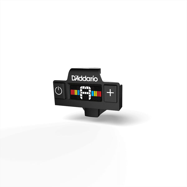 D'Addario guitar tuner on a white background, D'Addario PW-CT-15 Micro Soundhole Tuner for Acoustic Guitar.