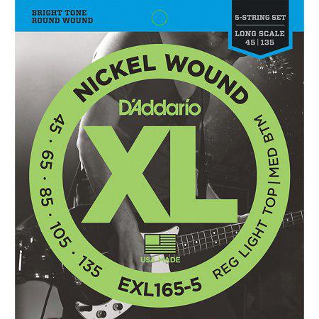 D'Addario Bass Guitar Strings - XL Nickel Bass Strings - EXL165 - 5 - Perfect Intonation, Feel, Durability - for 4 String Bass Guitars - El Cajon Guitars and Music