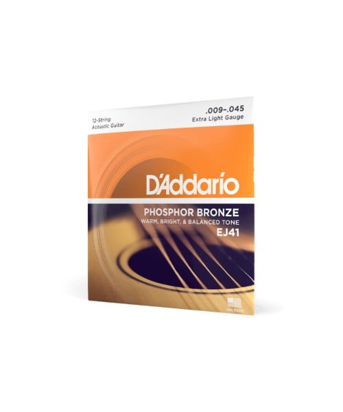 D'Addario Guitar Strings - Phosphor Bronze Acoustic Guitar Strings - EJ41 - Rich, Full Tonal Spectrum - for 12 String Guitars - El Cajon Guitars and Music