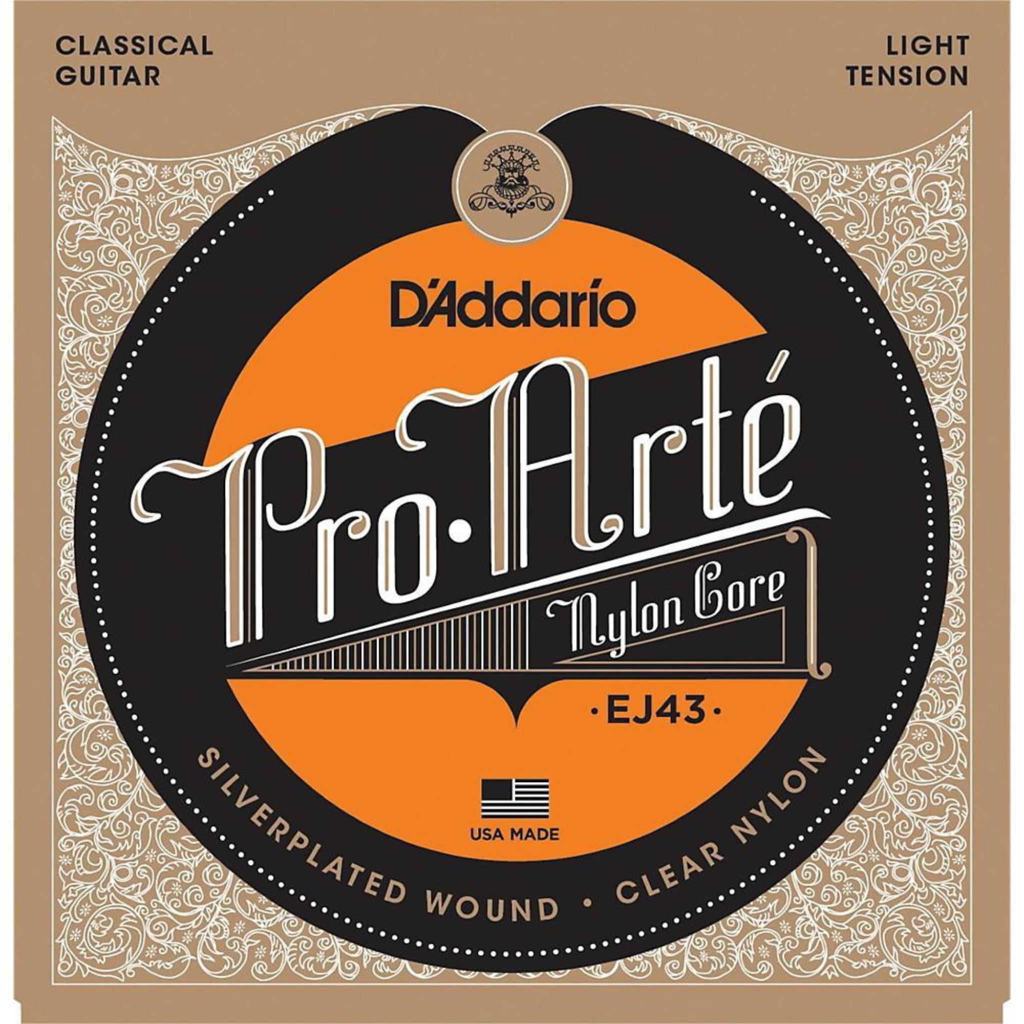 D'Addario Guitar Strings - Pro - ARTE Classical Guitar Strings - EJ43 - Nylon Guitar Strings - Silver Plated Wound, Nylon Core - El Cajon Guitars and Music