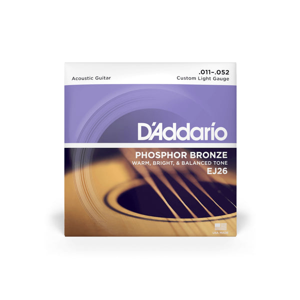 D'Addario Guitar Strings - Phosphor Bronze Acoustic Guitar Strings - EJ26 - Rich, Full Tonal Spectrum - for 6 String Guitars
