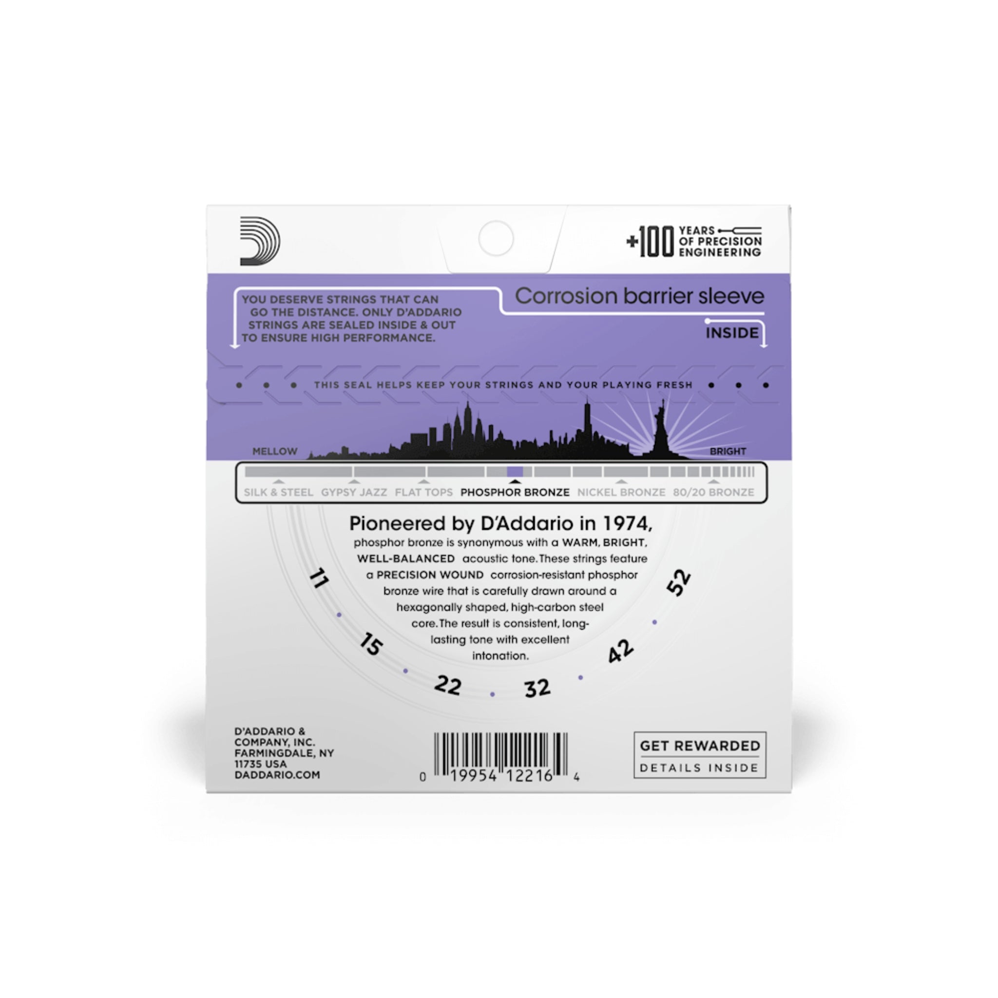 D'Addario Guitar Strings - Phosphor Bronze Acoustic Guitar Strings - EJ26 - Rich, Full Tonal Spectrum - for 6 String Guitars