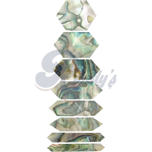 Fingerboard Position Inlays - Green Abalone Hexagon (8-Piece) CLOSEOUT