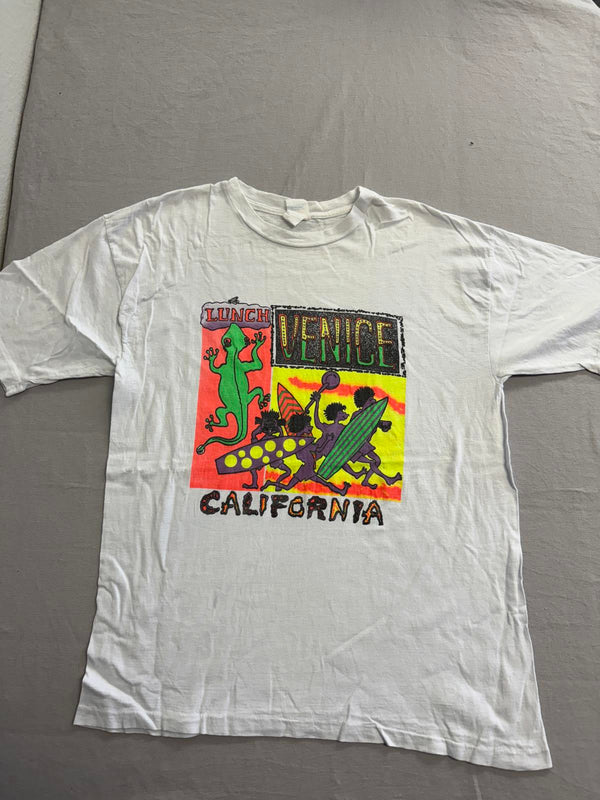 Vintage Venice Beach T-shirt Surf Venice Neon Lizard Lunch L