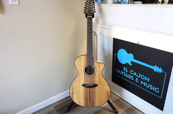 Breedlove 12-string acoustic guitar on a stand at El Cajon Guitars & Music