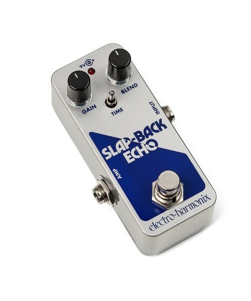 Electro - Harmonix Slap - Back Echo Analog Delay Effects Pedal Silver and Blue - El Cajon Guitars and Music