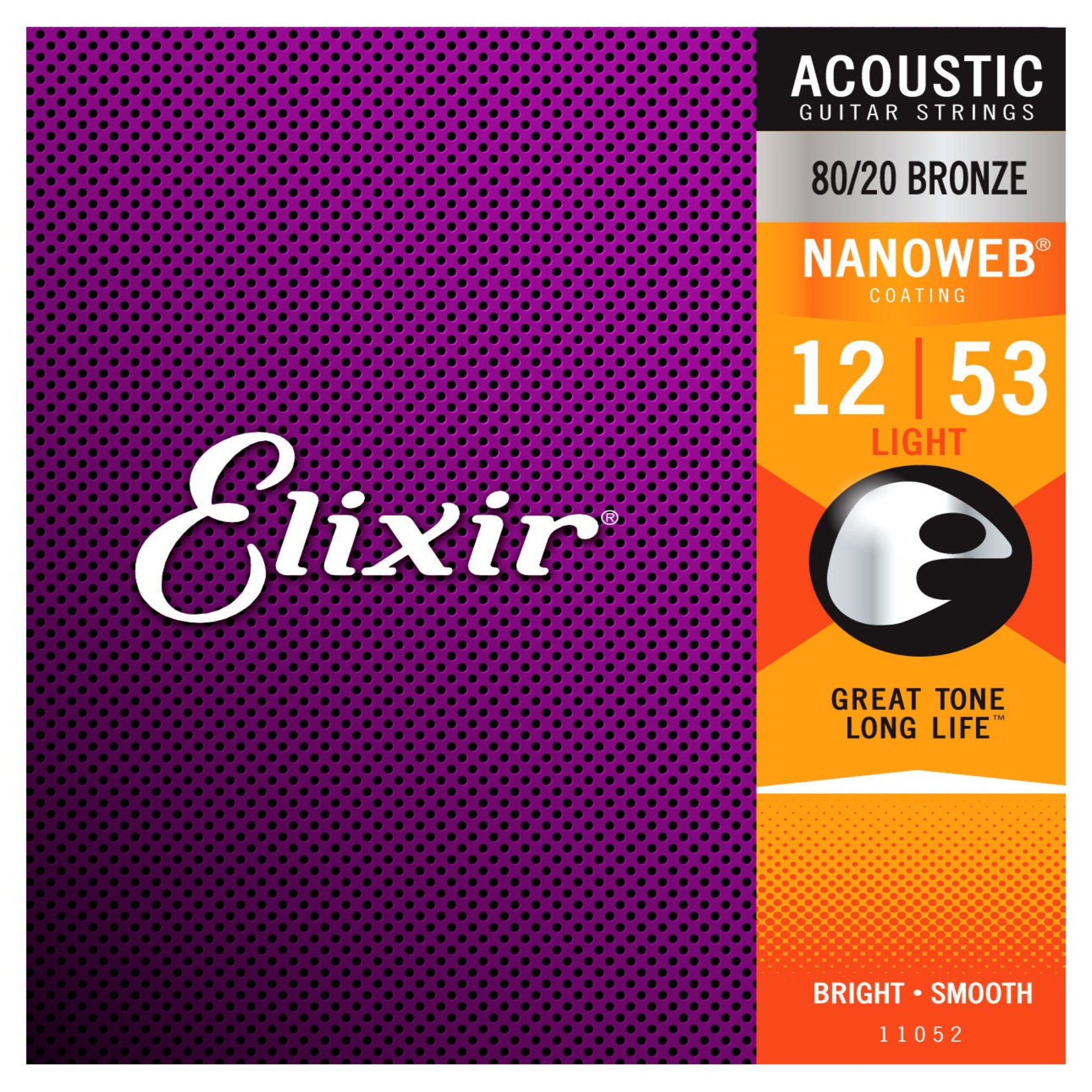 Elixir 11052 80/20 Bronze Acoustic Guitar Strings with NANOWEB. Light 12 - 53 - El Cajon Guitars and Music