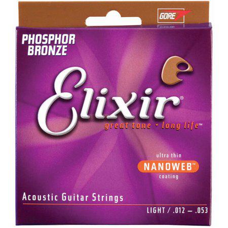 Elixir Strings 12 - 53 Nanoweb Phosphor Bronze Light Gauge Acoustic Strings - El Cajon Guitars and Music