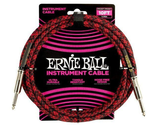 Ernie Ball Braided Instrument Cable, Straight Straight, 10ft - El Cajon Guitars and Music