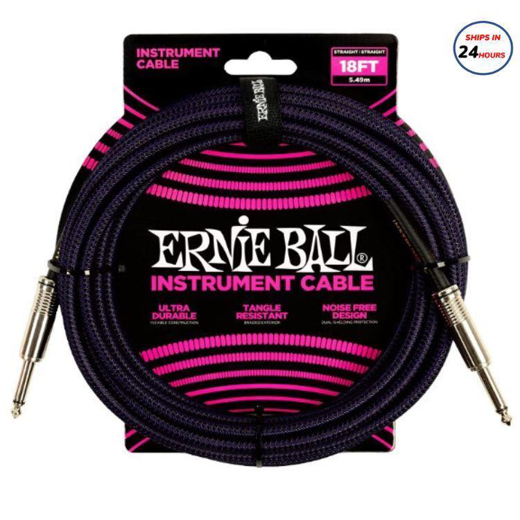 Ernie Ball Braided Instrument Cable, Straight Straight, 18ft - El Cajon Guitars and Music