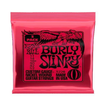 Ernie Ball Burly Slinky Nickel Wound Electric Guitar Strings 3 Pack 11-52 Gauge