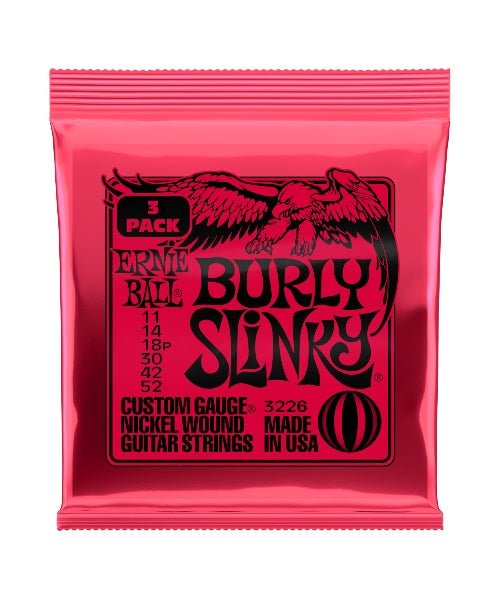 Ernie Ball Burly Slinky Nickel Wound Electric Guitar Strings 3 Pack 11 - 52 Gauge - El Cajon Guitars and Music