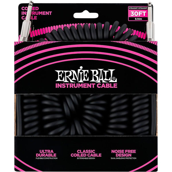 Ernie Ball Coiled Instrument Cable, Straight/Straight, 30ft - El Cajon Guitars and Music