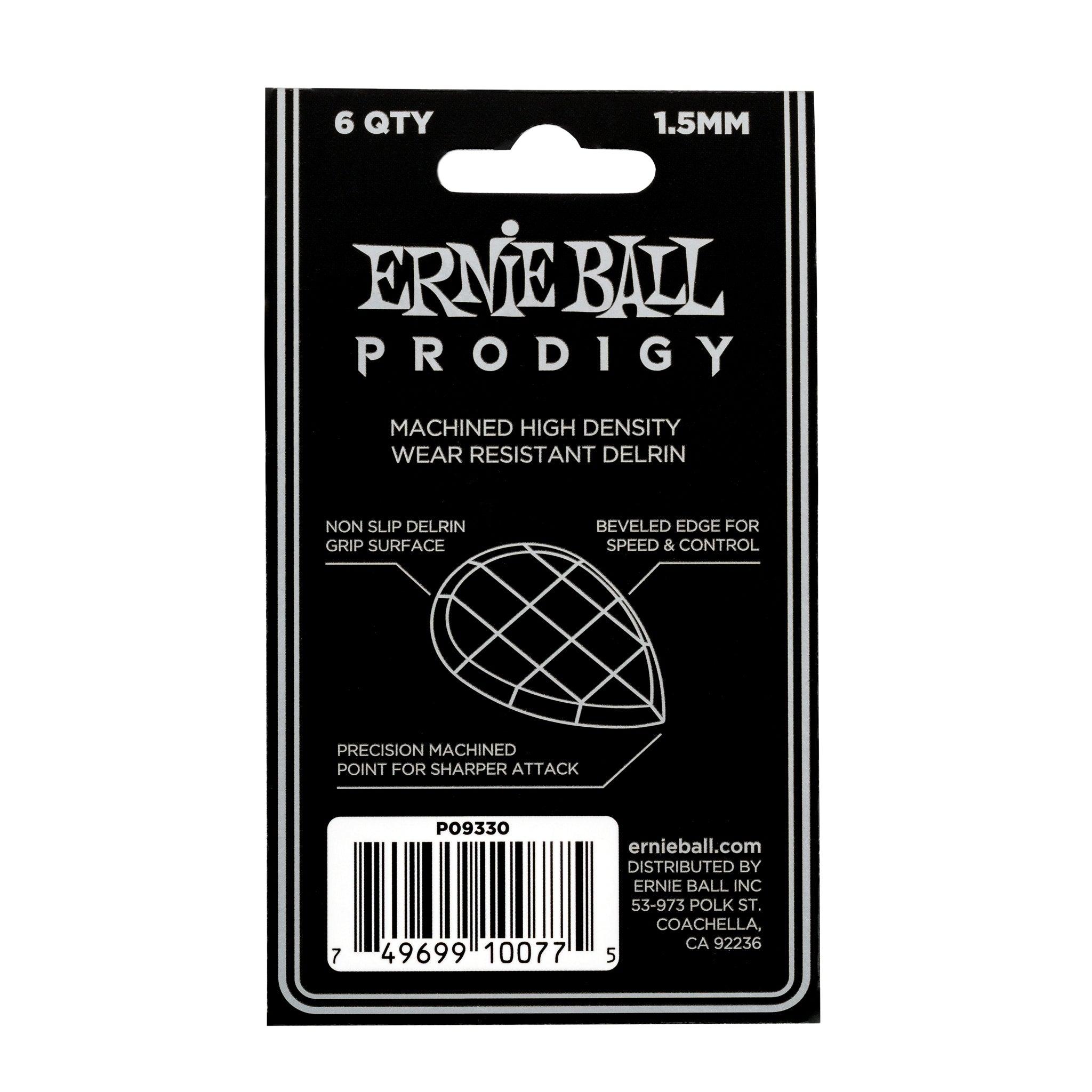 Ernie Ball Guitar Picks - Teardrop 1.5MM Black - 6 PACK - El Cajon Guitars and Music