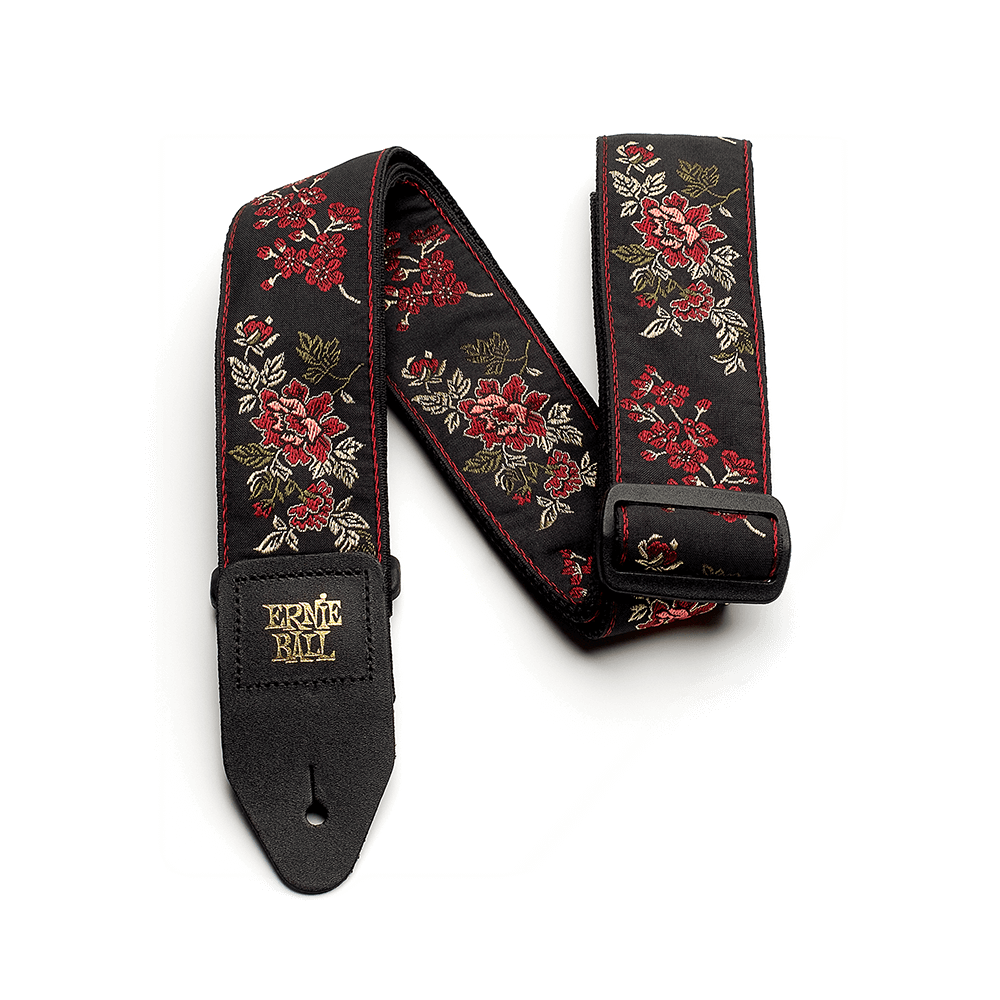 Ernie Ball Jacquard Guitar Strap RED ROSE P04142 - El Cajon Guitars and Music