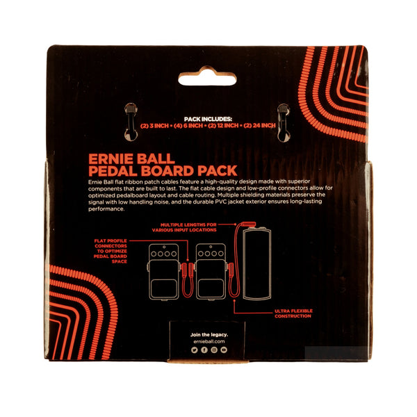 ernie ball pedal board pack Ernie Ball Flat Ribbon Patch Cables Pedalboard Multi-Pack (Red)