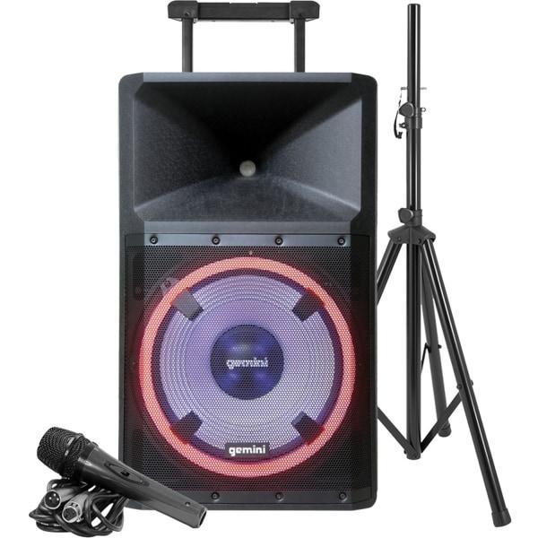 Gemini Active 15" LED Portable Bluetooth Speaker with Stand and Mic - El Cajon Guitars and Music