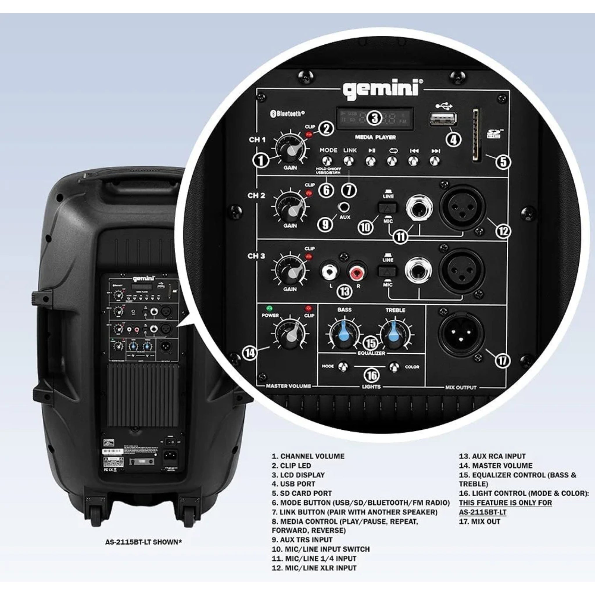 Gemini Sound As - 2115BT - LT Active 15