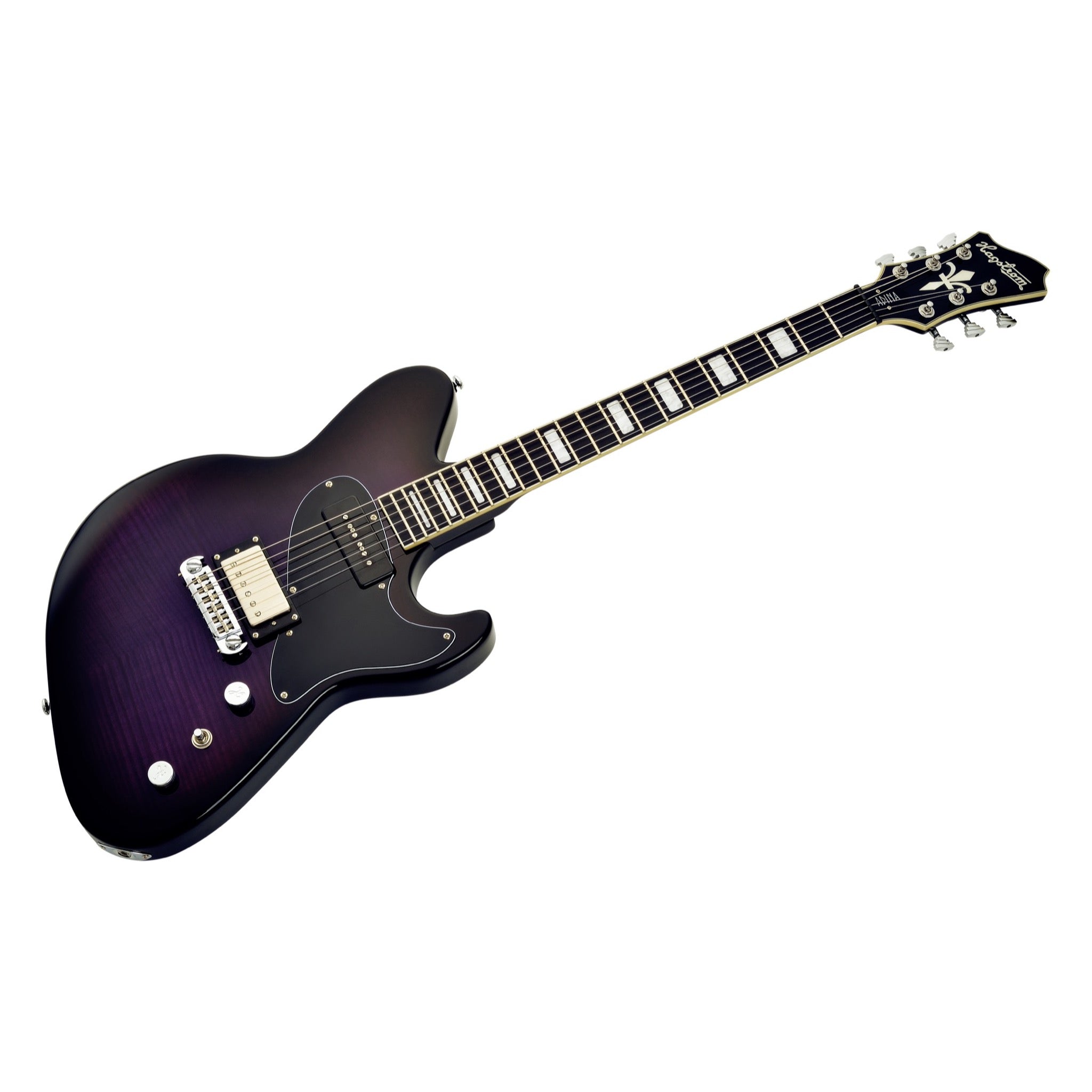 Hagstrom Adina Purple Burst body detail with P-50 and Custom 60 pickups