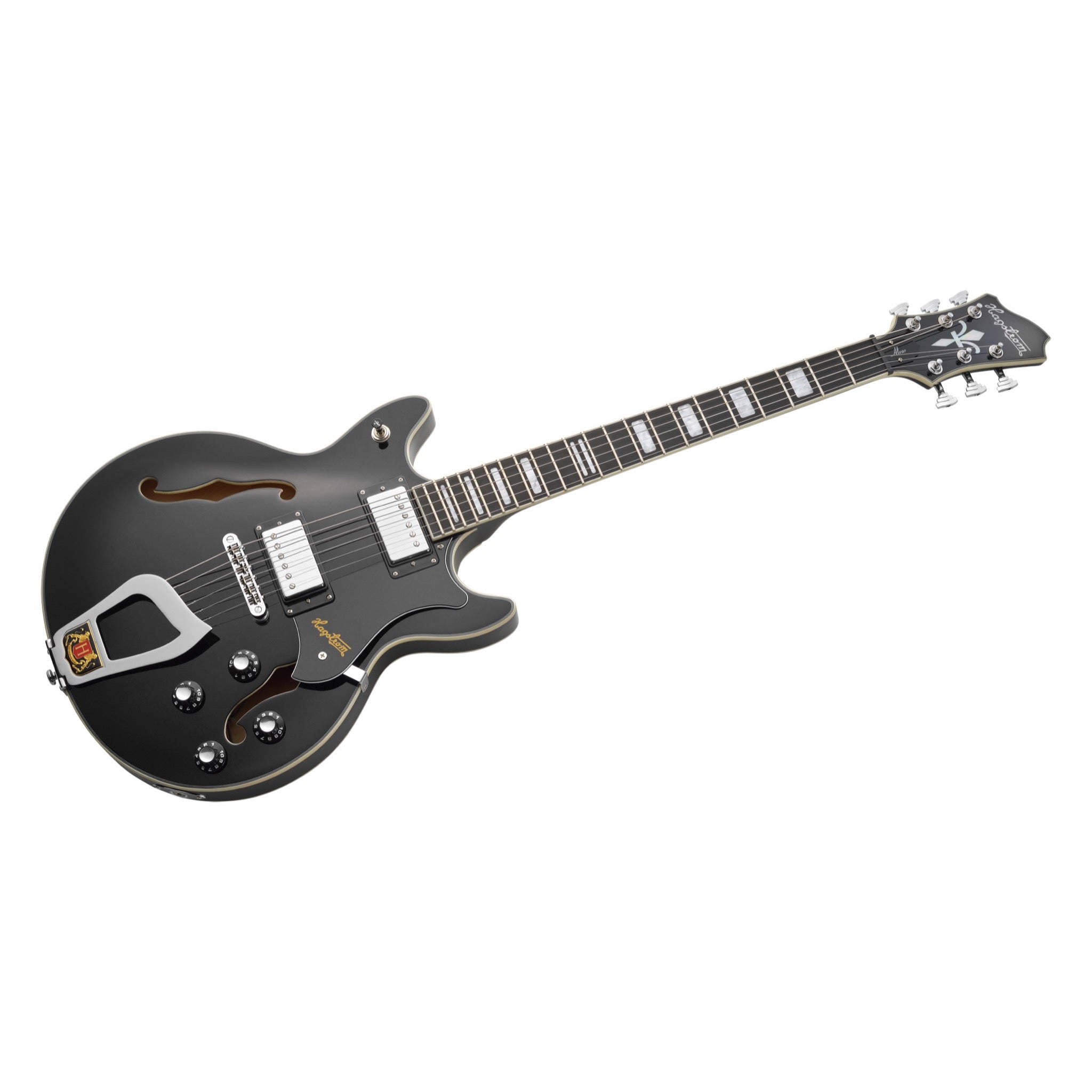 Hagstrom Alvar Black Gloss body and f-hole detail