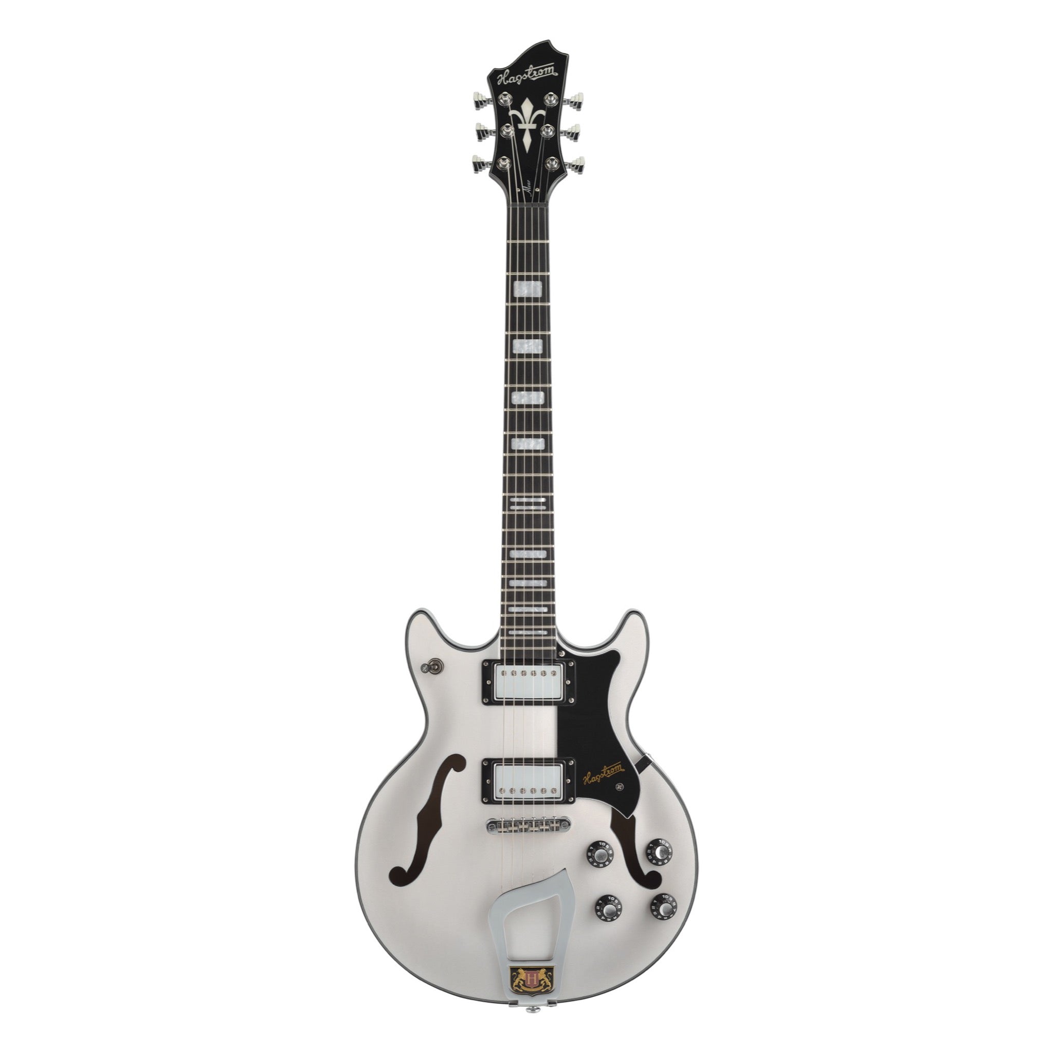 Hagstrom Alvar semi-hollow electric guitar in Swedish Frost, front view