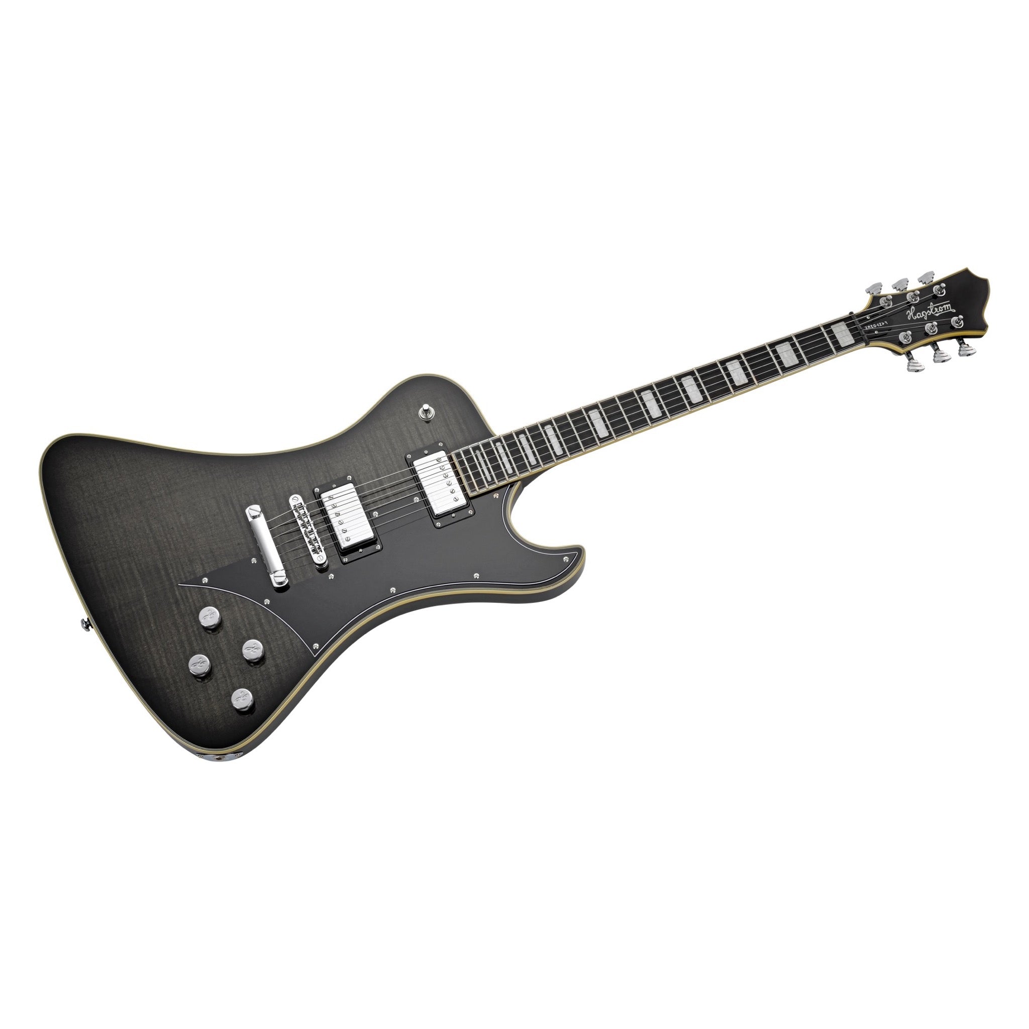 Hagstrom Fantomen Special Cosmic Black Burst flame maple veneer detail