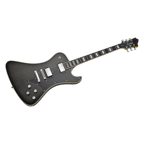 Hagstrom Fantomen Special Cosmic Black Burst flame maple veneer detail