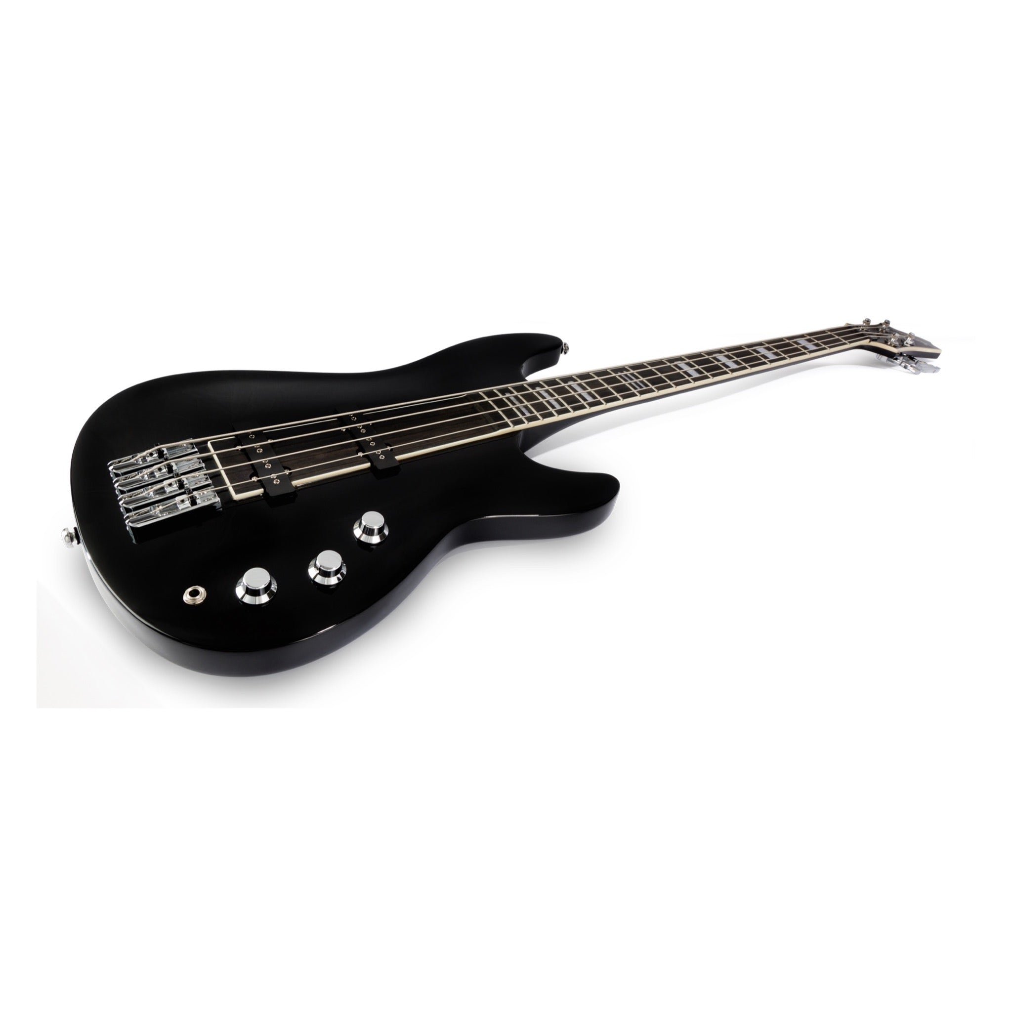 Hagstrom Super Swede Bass Black Gloss J-Quad pickups and bridge detail