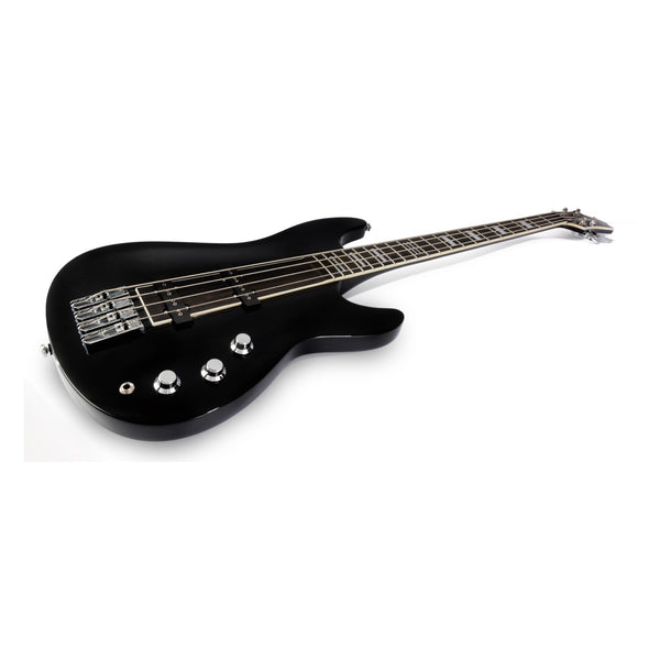 Hagstrom Super Swede Bass Black Gloss J-Quad pickups and bridge detail
