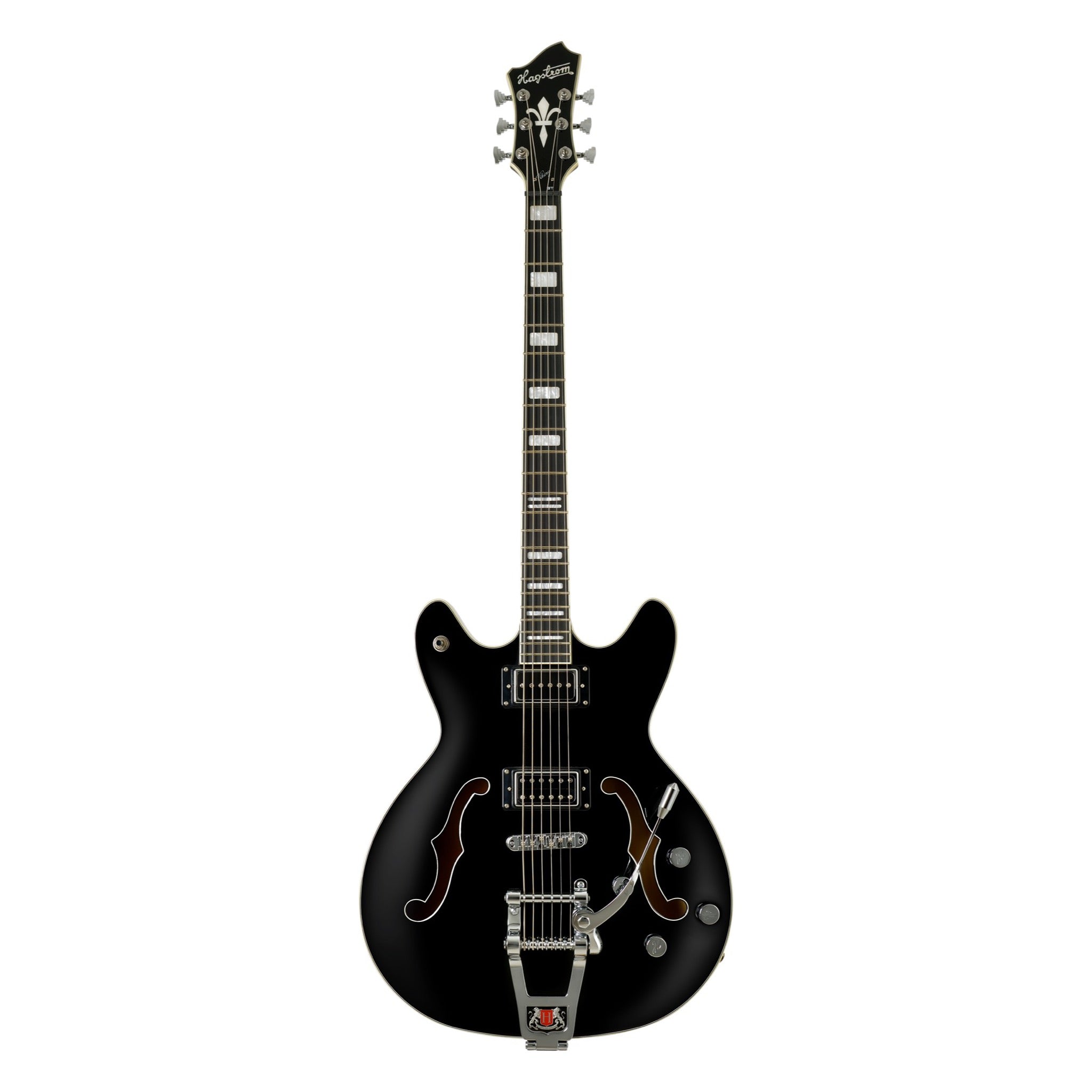 Hagstrom Tremar Viking Baritone Deluxe in Black Gloss, front view