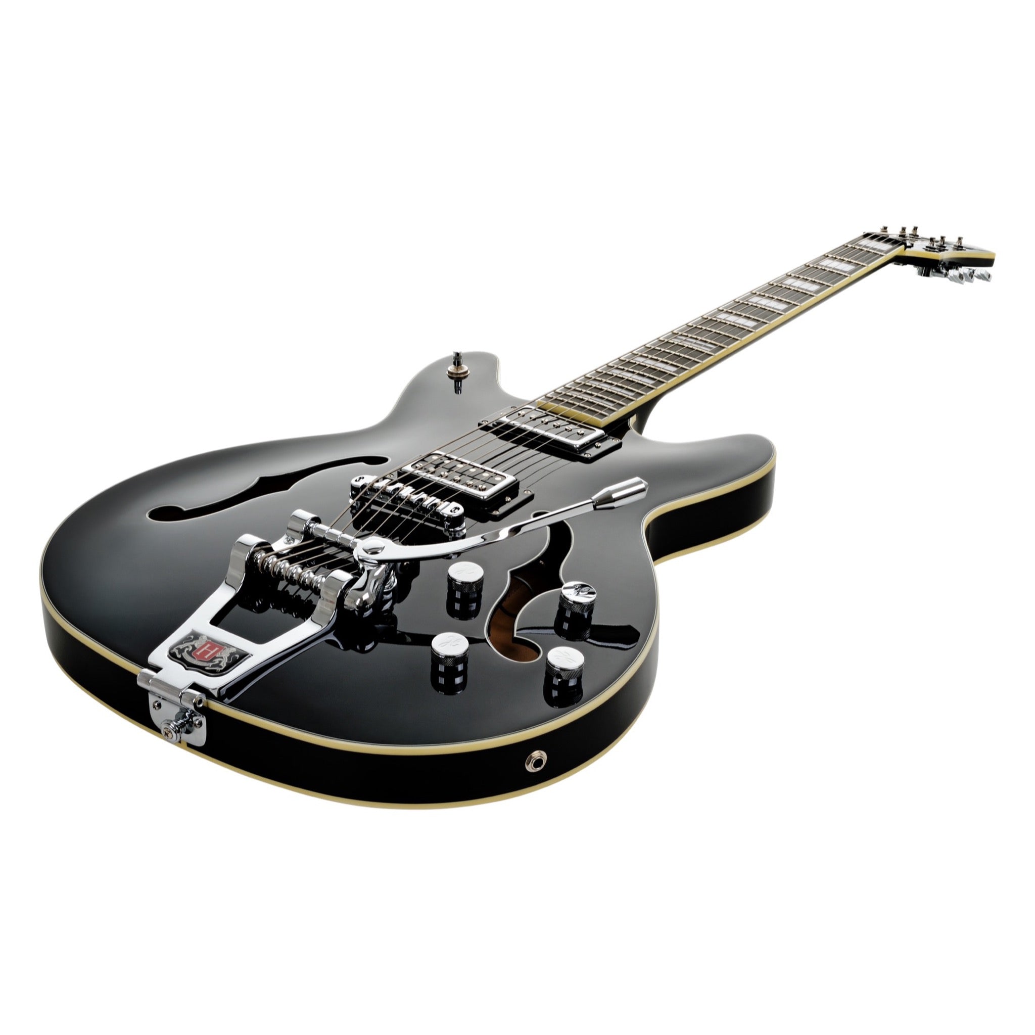 Hagstrom Tremar Viking Baritone Deluxe Black Gloss Tremar vibrato detail