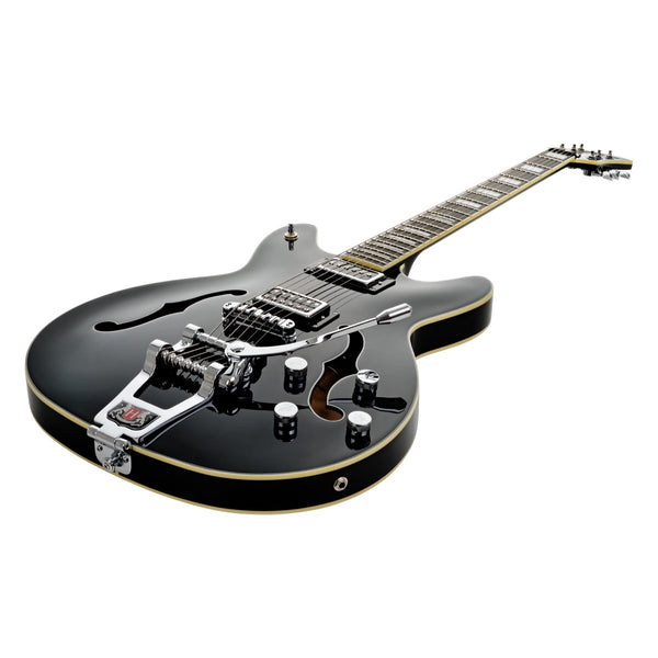 Hagstrom Tremar Viking Baritone Deluxe Black Gloss Tremar vibrato detail
