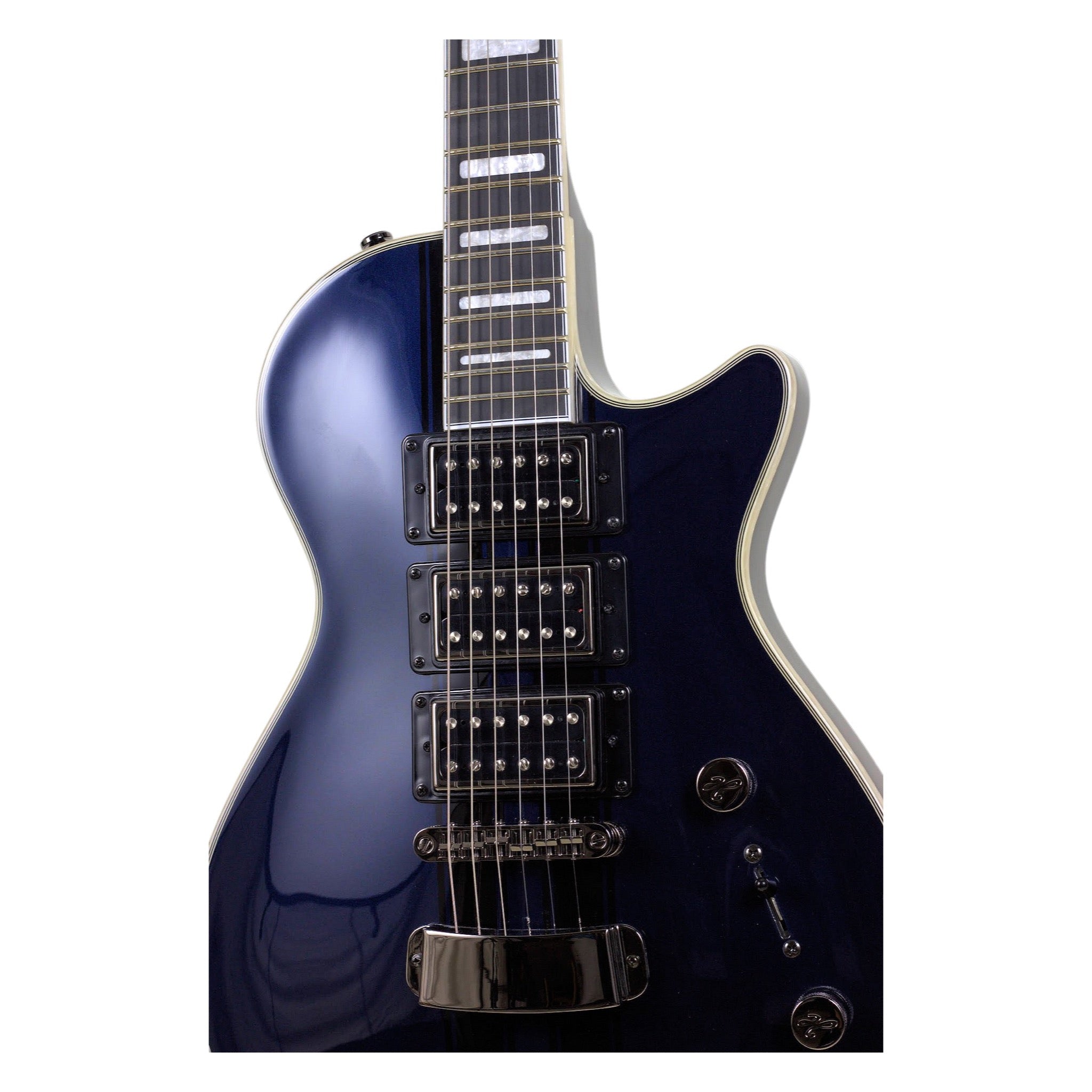 Hagstrom Ultra Max GT Antimatter Blue body detail showing three Lundgren Design humbuckers