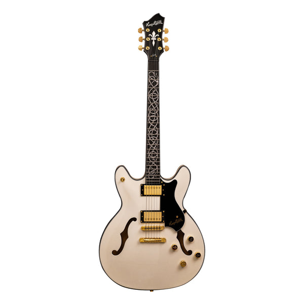 Hagstrom Viking 100th Anniversary electric guitar in Platinum, front view
