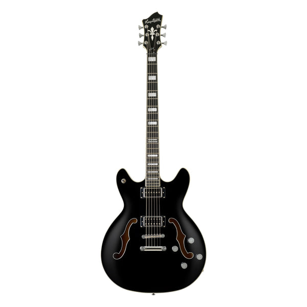 Hagstrom Viking Deluxe Baritone in Black Gloss, front view
