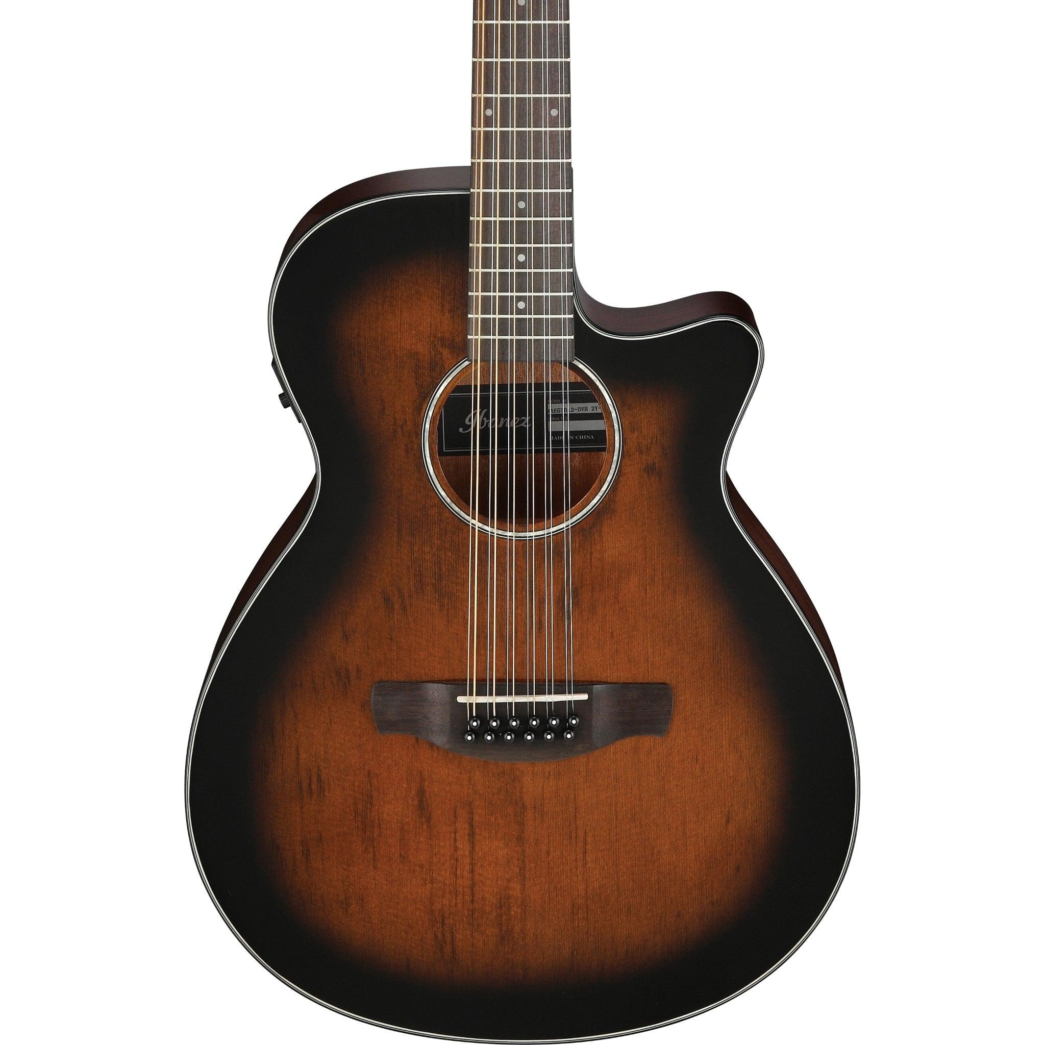 Ibanez AEG 12 - String Acoustic - Electric Guitar (Dark Violin Sunburst) (B08TYXBM8N) - El Cajon Guitars and Music