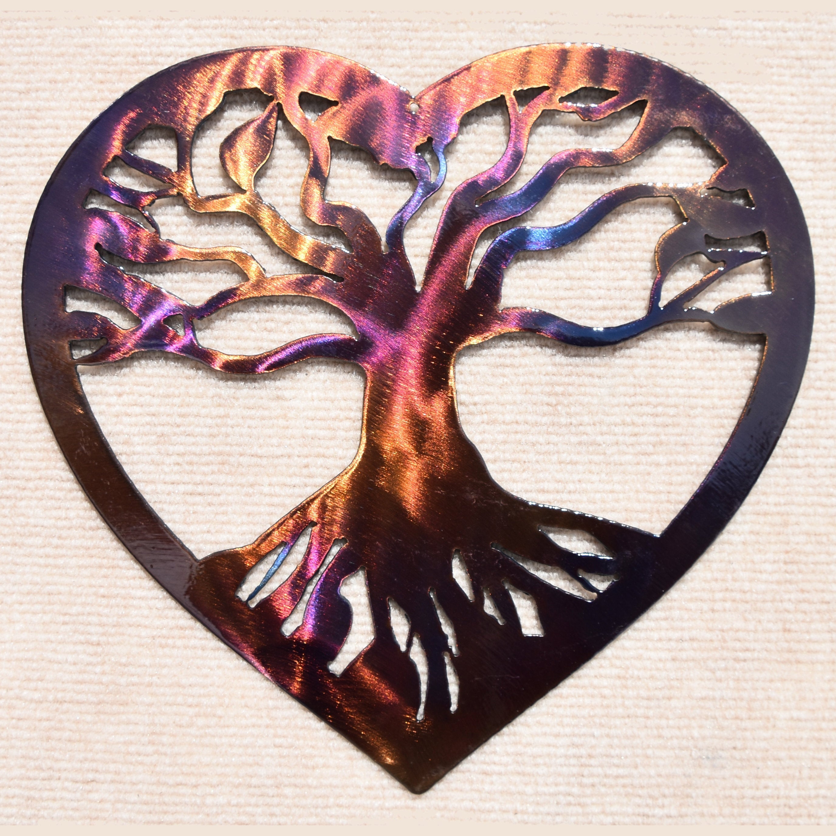 Tree in Heart Metal Art Sculpture