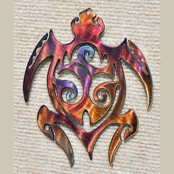 Turtle Tribal Metal Art Sculpture