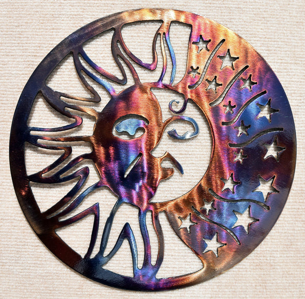 Sunface with Stars Metal Art Sculpture - 12", 16", 22" or 28"